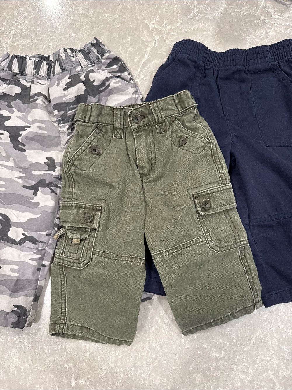 Baby Boy Pants Lot 18M Old Navy Circo Camo Cargo Navy 3 Piece Gray Camo Green